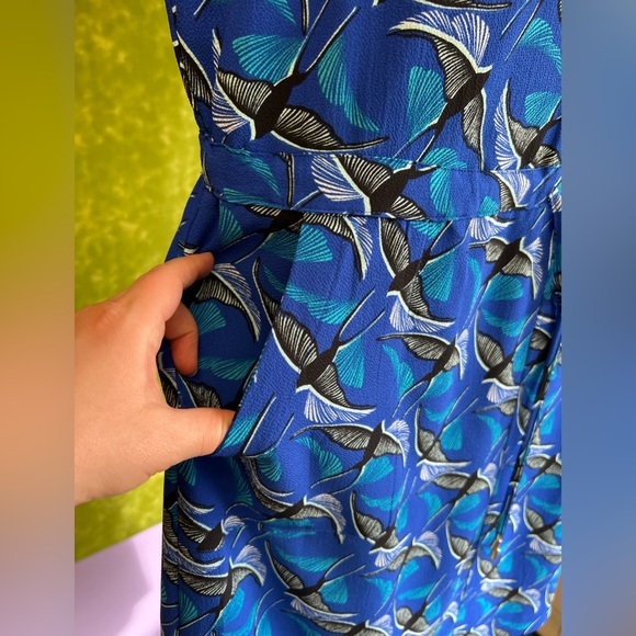 Apt. 9 blue dress with bird pattern with pockets - Picture 3 of 7